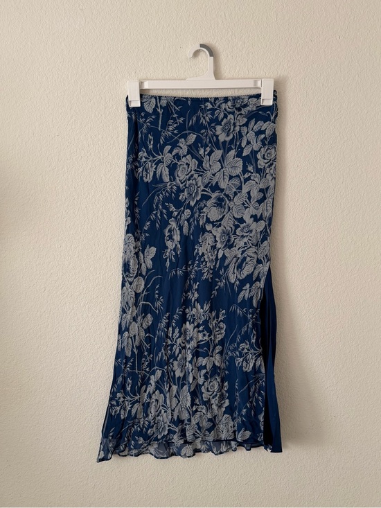 Express Dresses & Skirts - Express Floral Silk Blue Maxi Skirt with Side Slits